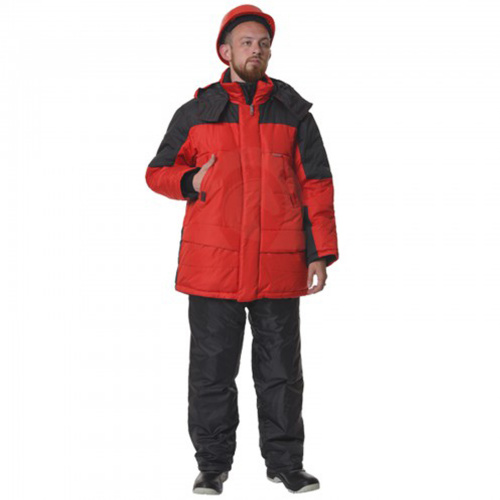 Куртка рабочая зимняя Сити, красная с черной отделкой фото, изображение, баннер