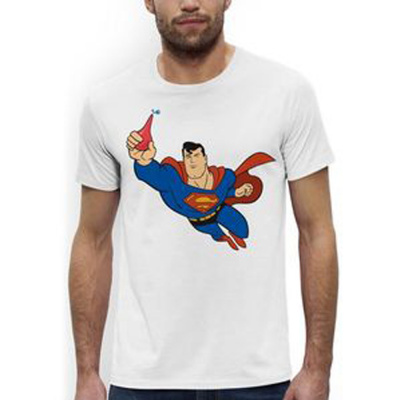 Трикотажная мужская футболка. Супермен с клизмой. фото, изображение, баннер