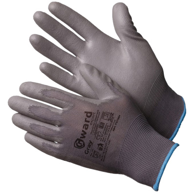 Перчатки нейлоновые Gward Gray с серым полиуретаном фото, изображение, баннер